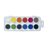 Acuarele, 12 Culori, 22.5 mm, Baza Alba