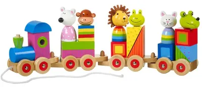 Orange Tree Toys - Puzzle și sortator de trenulețe, animale