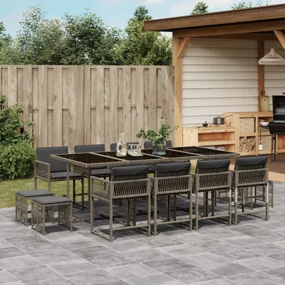 Gossi set mobilier de gradina cu perne, 13 piese, gri, poliratan