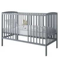 Patut din lemn Nichiduta Grace Gri 120x60 cm cu bariera inclusa,recomandat pana la 4 ani,somiera reglabila pe 3 nivele,sistem 3 bare detasabile