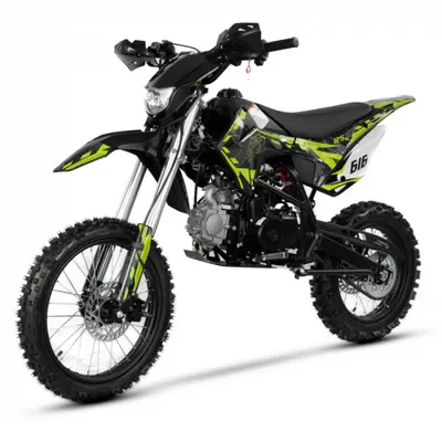 Motocicleta Cross Enduro copii 4T XTR 616, 125cc, roti 17 14, pornire electric + pedala, culoare negru lime