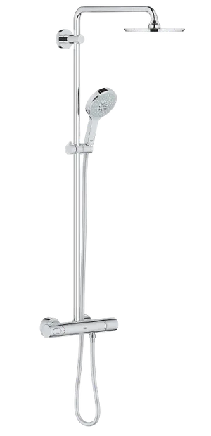 Sistem de dus Grohe Rainshower 210 27967000, 1/2, aparent, termostat, 3 pulverizari, 210 mm, pivotant, anti-calcar, Crom