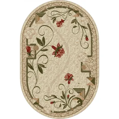 Covor Oval, 120 x 170 cm, Crem, Lotos Model Floral 587-116