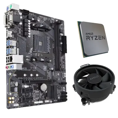 Placa de baza Gigabyte GA-A320M-S2H, mATX, cu procesor AMD Ryzen 3 3200G, 4 nuclee, 3.60 - 4.00GHZ, cooler AMD Wraith Stealth inclus