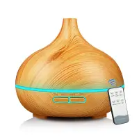 RESIGILAT - Umidificator/Difuzor aromatizator ultrasunete Fresh Air, lemn natur, 7 culori programabil, oprire automata