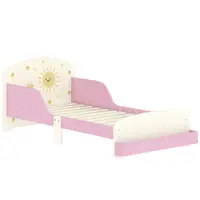 AIYAPLAY Pat copii mic, cadru cu design stele și spațiu de depozitare, roz | Aosom Romania