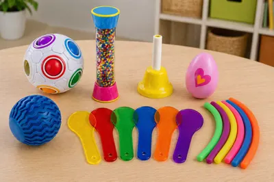 Pachet senzorial educativ – explorare vizuală, tactilă și auditivă