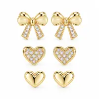 Set 3 Perechi Cercei Fundiță Placati cu Aur 18k