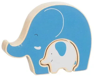 Puzzle din lemn pentru copii Goki - Elefant, 2 piese