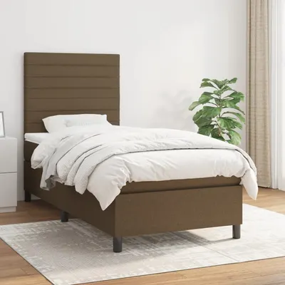 Gossi pat box spring cu saltea, maro inchis, 80x200 cm, textil
