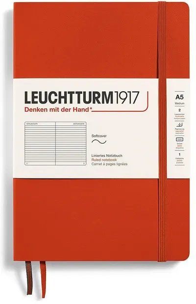 Notebook-ul Leuchtturm1917 Natural Colors - A5, roșu, liniat, coperte moi