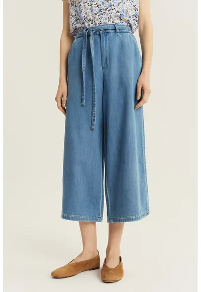 Blugi crop cu talie medie - Albastru deschis