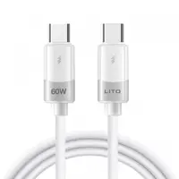 Cablu Date si Incarcare USB-C - USB-C Lito LD07, 60W, 1m, Alb