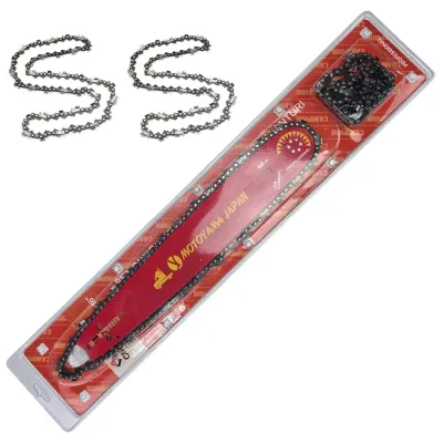 Set doua lanturi + lama drujba, 400cm, 16'', 32 dinti, pas 0.325, lant din otel premium, Motoyama Japan 1557