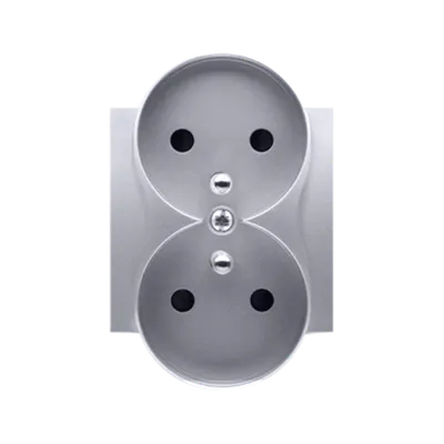 Carcasa pentru priza dubla folosita doar cu ramele NATURE, silver mat metalic