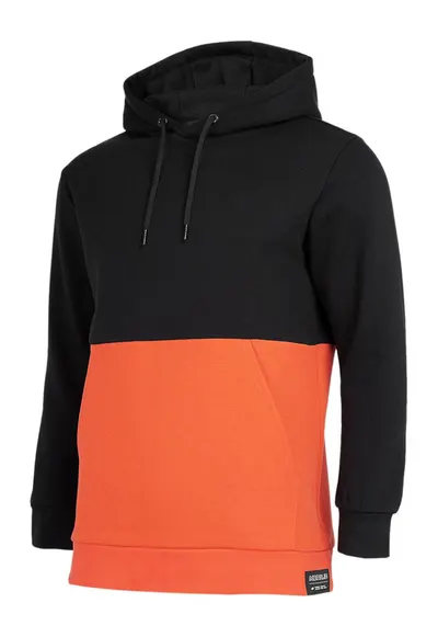 Hanorac barbati negru/portocaliu - croiala regulata - gluga ajustabila - bumbac 80%