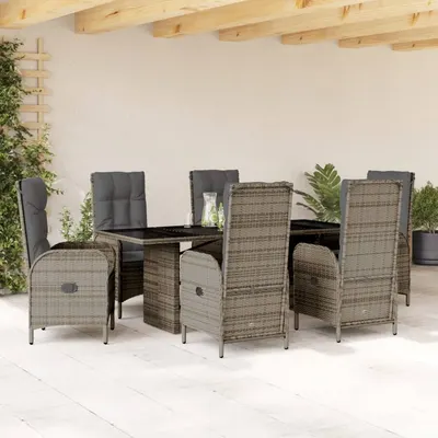 Gossi set mobilier de gradina cu perne, 7 piese, gri, poliratan