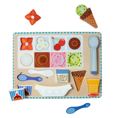 Set de joaca din lemn si puzzle magnetic Inghetata