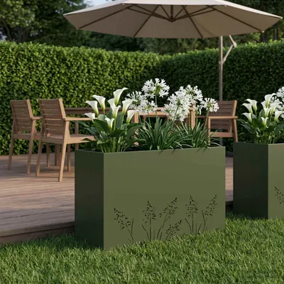 vidaXL Vază pentru Grădină Verde măsliniu 80 x 20 x 49 cm