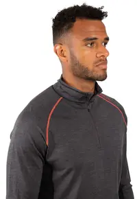 Bluza cu maneci raglan - pentru schi Stan - Portocaliu/Gri inchis melange