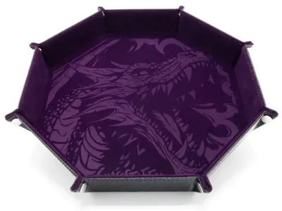 Tavă pentru zaruri GlassStaff - XL Octagonal Foldable Dice Tray, Dragon Skin Edition, violetă