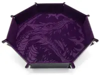 Tavă pentru zaruri GlassStaff - XL Octagonal Foldable Dice Tray, Dragon Skin Edition, violetă