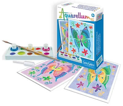 Set de colorat cu acuarele Sentosphere Aquarellum Mini - Fluturi