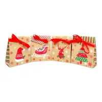 Pungi Crăciun cu panglică satin mix 4 modele (set 24 buc) 4x8x10cm