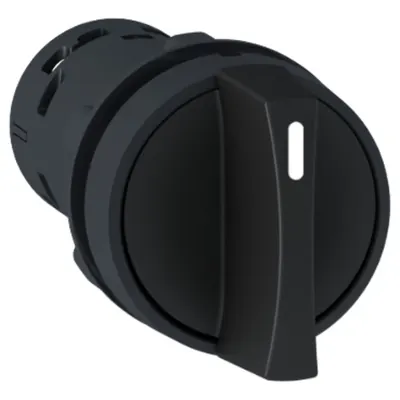Comutator selector, Ø 22, negru -maner standard, 2 pozitii, 1 NO