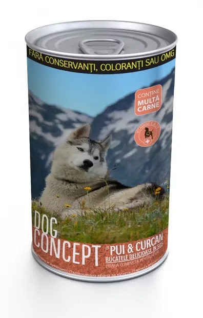 Hrana umeda caini, DOG CONCEPT Curcan & Pui, 415 g