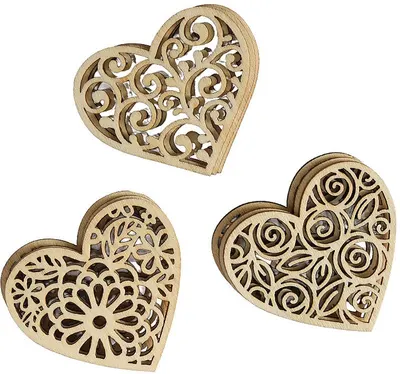 Figurine din lemn Galeria Papieru - Hearts, 9 bucăți
