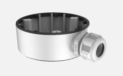 Cutie jonctiune Hikvision DS-1280ZJ-TR13, material aliaj de aluminiu, culoare alba, dimensiuni: Φ 110 mm × 144.3 mm × 48 mm, gre