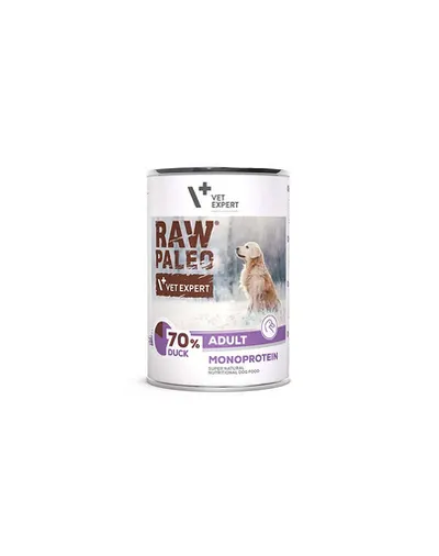 VETEXPERT Raw Paleo Duck Adult Can Conserva hrana caini adulti, cu rata 400g