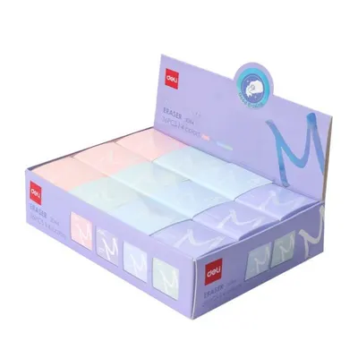 Radieră Deli Macaron - E3044, pentru creion, sortiment
