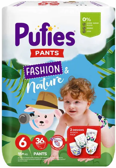Scutece chilotei Pufies Pants Fashion & Nature 6, 36 buc.