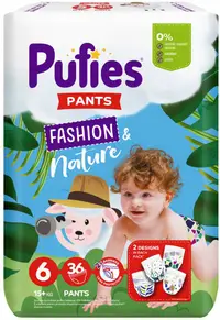 Scutece chilotei Pufies Pants Fashion & Nature 6, 36 buc.