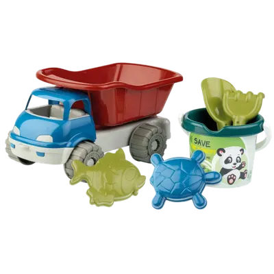 Set jucarii apa si nisip cu basculanta, galetusa, forme si unelte Recycled