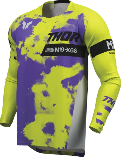 Tricou atv cross Thor Launchmode Bleach, culoare galben fluo mov, marime M
