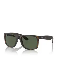 Ochelari de soare wayfarer cu logo discret Justin - Maro inchis/Caramel