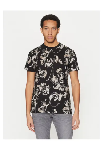 Tricou barbati negru - bumbac - imprimeu abstract