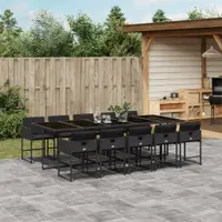 Gossi set mobilier de exterior cu perne, 11 piese, negru, poliratan