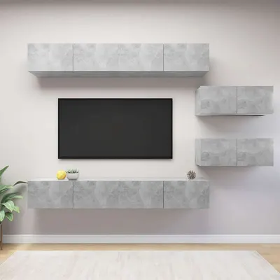 vidaXL Set de dulapuri TV, 6 piese, gri beton, lemn prelucrat