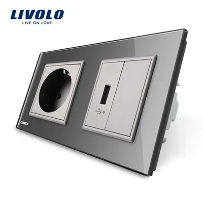 Priza dubla Schuko + USB Alb