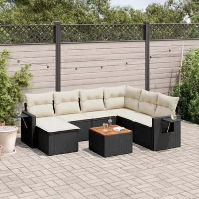 Gossi set mobilier de gradina cu perne, 8 piese, negru, poliratan