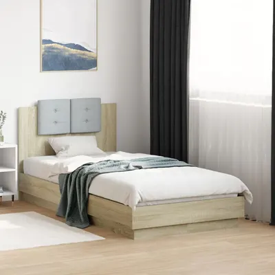 vidaXL Cadru de pat cu tăblie stejar sonoma 90x190 cm lemn prelucrat