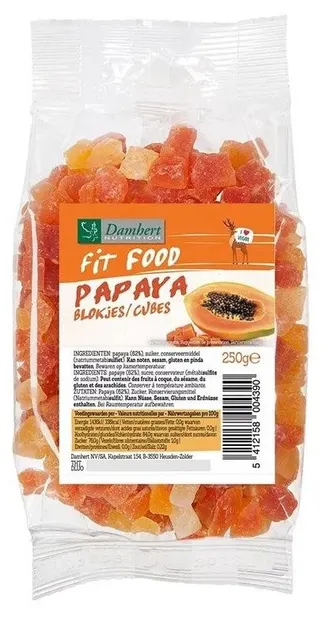 Fruct uscat de papaya cuburi, 250 g, Damhert