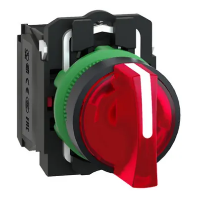 Comutator Selector Rosu Complet Iluminat Ø22 3-Pozitii Mentinere 1No+1Nc 230V