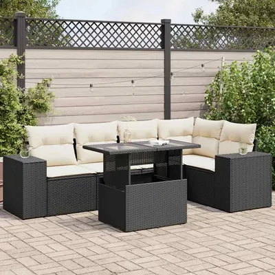 Gossi set mobilier de gradina cu perne, 6 piese, negru, poliratan