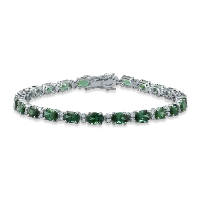 Bratara tennis din aur alb cu tsavorite de 11.45ct si diamante de 0.35ct