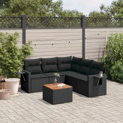 Gossi set mobilier de gradina cu perne, 6 piese, negru, poliratan
